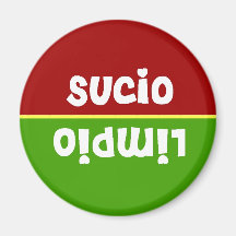 Imán sucio limpio español del lavaplatos
