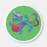 Imán verde con el dragón colorido