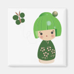 Imán verde del trío de Kokeshi