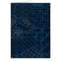 imitación del bordado del Sashiko-estilo Felicitaciones