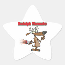 imitador divertido del reno de Rudolph Calcomanías Forma De Estrellaes