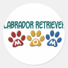 Impresión 1 de la pata de la mamá del LABRADOR RET Etiquetas Redondas