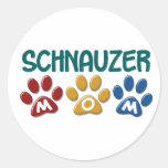 Impresión 1 de la pata de la mamá del SCHNAUZER Pegatinas Redondas