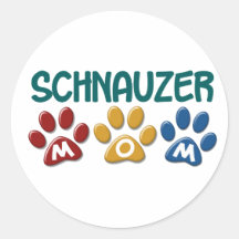 Impresión 1 de la pata de la mamá del SCHNAUZER Pegatinas Redondas
