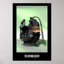 Impresión abstracta de la cabeza del robot posters