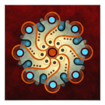 Impresión abstracta floral azul de la foto del art
