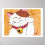 Impresión afortunada del arte del gato de calicó d poster