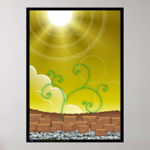 Impresión amarilla del paisaje poster