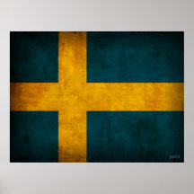 Impresión apenada bandera del poster de Suecia