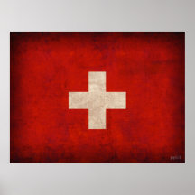 Impresión apenada bandera del poster de Suiza