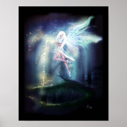 Impresión azul de hadas del poster de la bella art