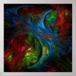 Impresión azul del arte abstracto de la génesis poster