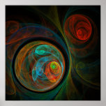 Impresión azul del arte abstracto del renacimiento poster
