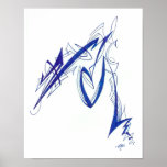 Impresión azul del arte del garabato impresiones