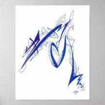 Impresión azul del arte del garabato impresiones