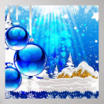 Impresión azul del invierno poster