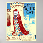 Impresión blanca del gato poster