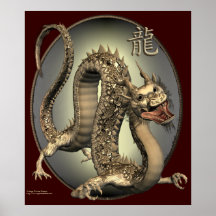 Impresión china del dragón del vintage posters