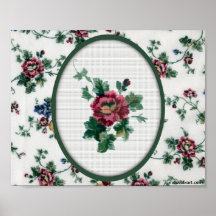 Impresión cruzada del rosa de la puntada poster