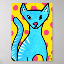 Impresión curiosa del gatito poster