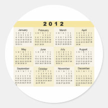 IMPRESIÓN DE 2012 CALENDARIOS ETIQUETAS REDONDAS
