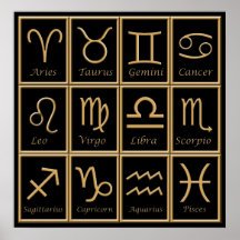 Impresión de doce del oro muestras del zodiaco impresiones