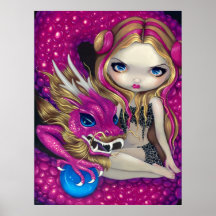 Impresión de hadas del arte de la fantasía rosada  posters