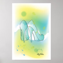 Impresión de la acuarela de AquaBella - zapatos Poster