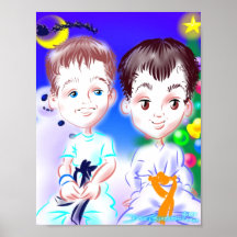 Impresión de la caricatura del karate del navidad posters