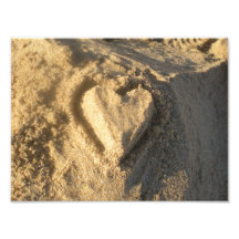 Impresión de la foto del corazón de la arena
