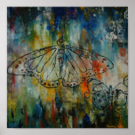 Impresión de la lona de la papá y de la mariposa d poster