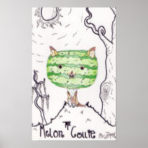 Impresión de la lona del collie del melón poster