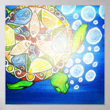 Impresión de la mandala de la tortuga poster