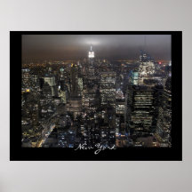 Impresión de la noche de Nueva York del paisaje ur