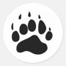 Impresión de la pata de oso pegatina redonda