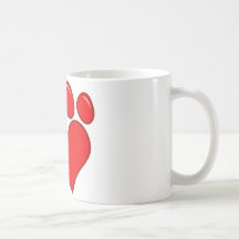 Impresión de la pata del corazón tazas de café