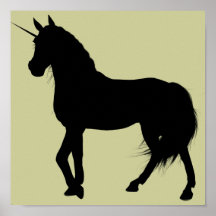 Impresión de la silueta del unicornio poster