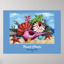 Impresión de las cáscaras de la playa posters