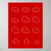 Impresión de las formas 3D del tejado Posters