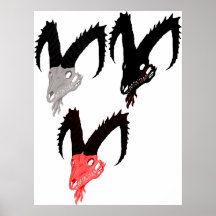 Impresión de los cráneos de la cabra del demonio poster