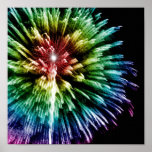 Impresión de los fuegos artificiales del arco iris poster