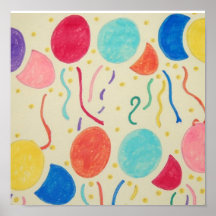 Impresión de los globos y de las flámulas del cump posters