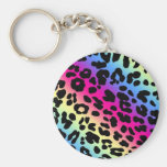 Impresión de neón del modelo del leopardo del arco llaveros personalizados