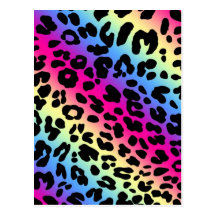 Impresión de neón del modelo del leopardo del arco tarjeta postal