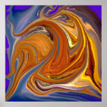 Impresión de oro de las ondas poster