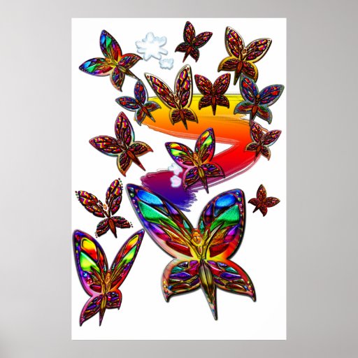 Impresión del ángel del vuelo de la mujer de la ma poster