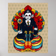 Impresión del arte del mono de Buda Posters