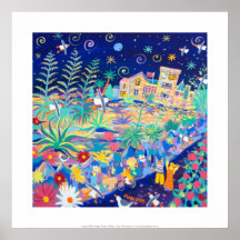 Impresión del arte: Noche azul tropical Tresco. Posters