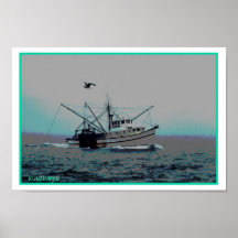 IMPRESIÓN DEL BARCO GICLEE DEL CAMARÓN POSTERS
