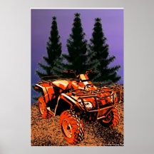 Impresión del coche de cuatro ruedas poster
